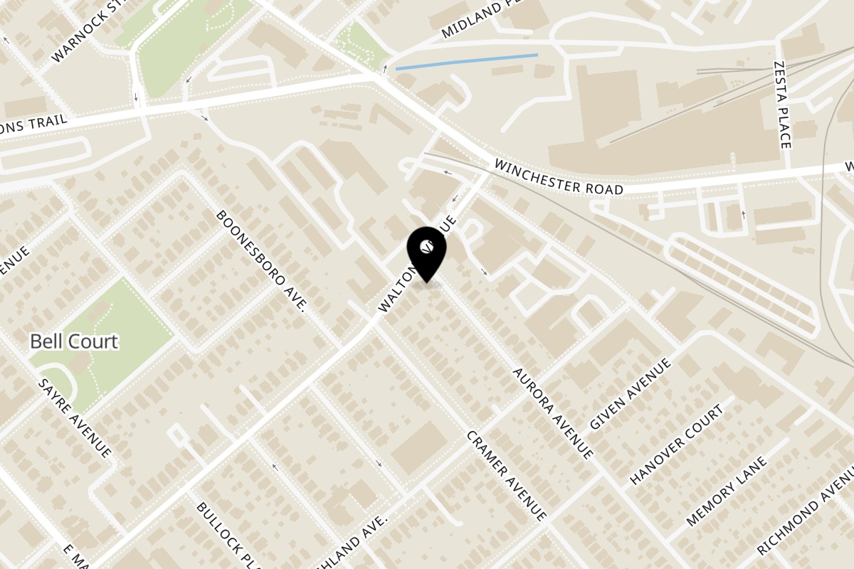 Map showing the location of LX BBQ on 226 Walton Ave in Lexington